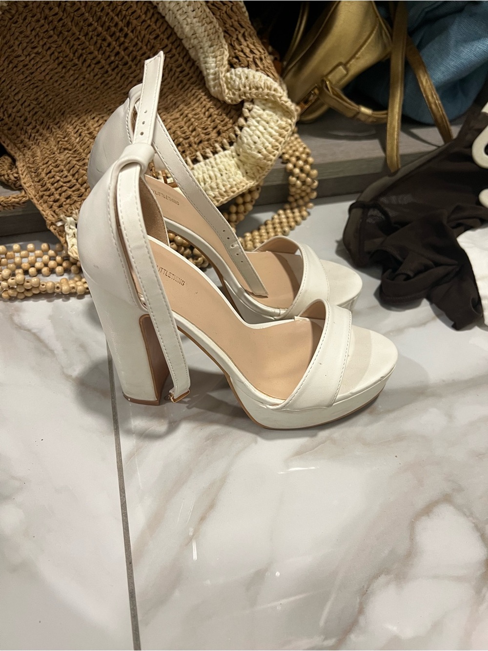 Stylish White Platform Block Heel Sandals - Women
